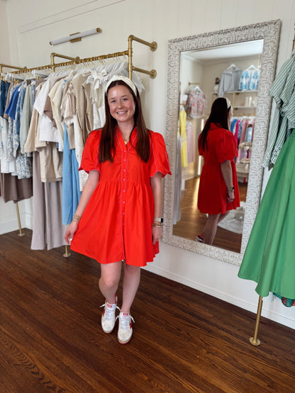 Pink and Red Scallop Dress