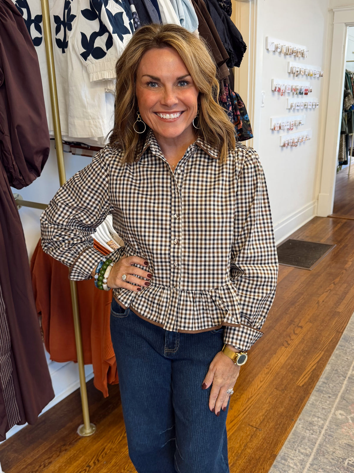 Fall Statement Gingham Blouse