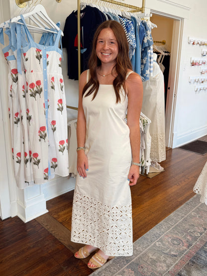 Tara Embroidered Ecru Dress