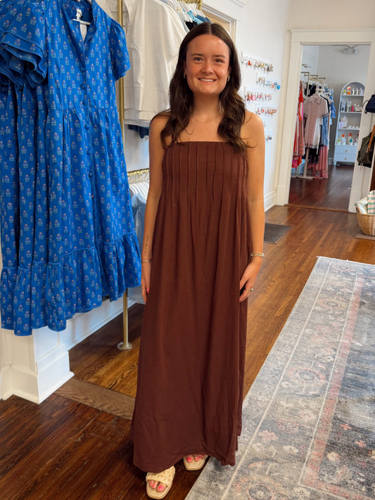 Haley Brown Pintuck Dress