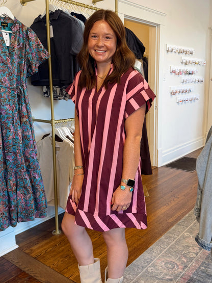 Plum Pink Stripe Dress