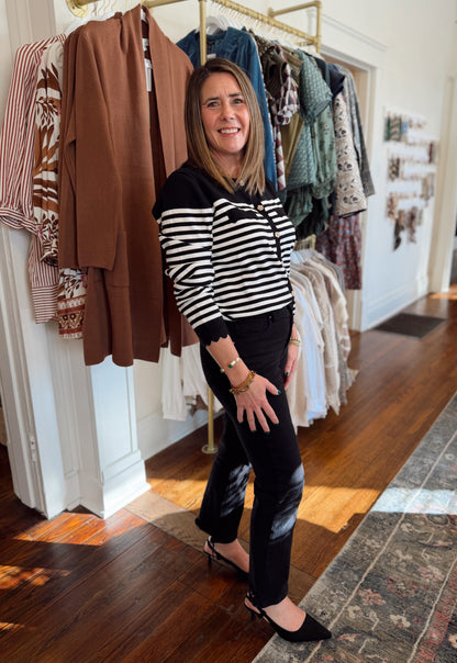 Ivory & Black Scallop Cardigan