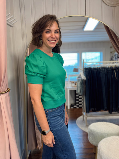 Nola Puff Sleeve Top - Green