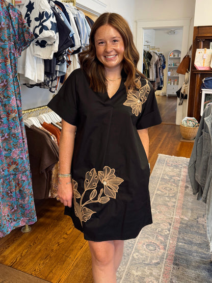 Natasha Black Embroidered Dress