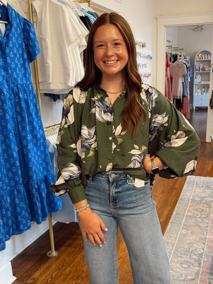 The Olivia Floral Shirring Top