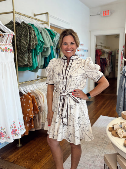 Evelyn Ecru Floral Dress