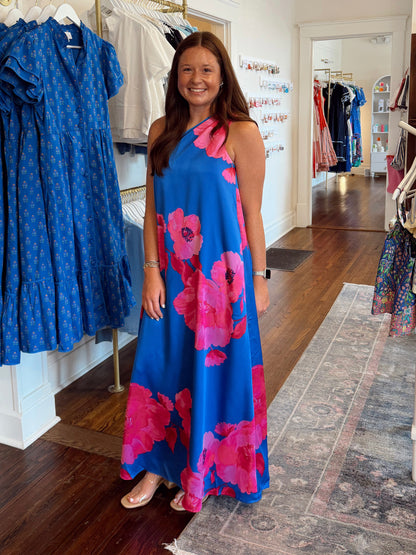 Glena Blue Floral Maxi Dress