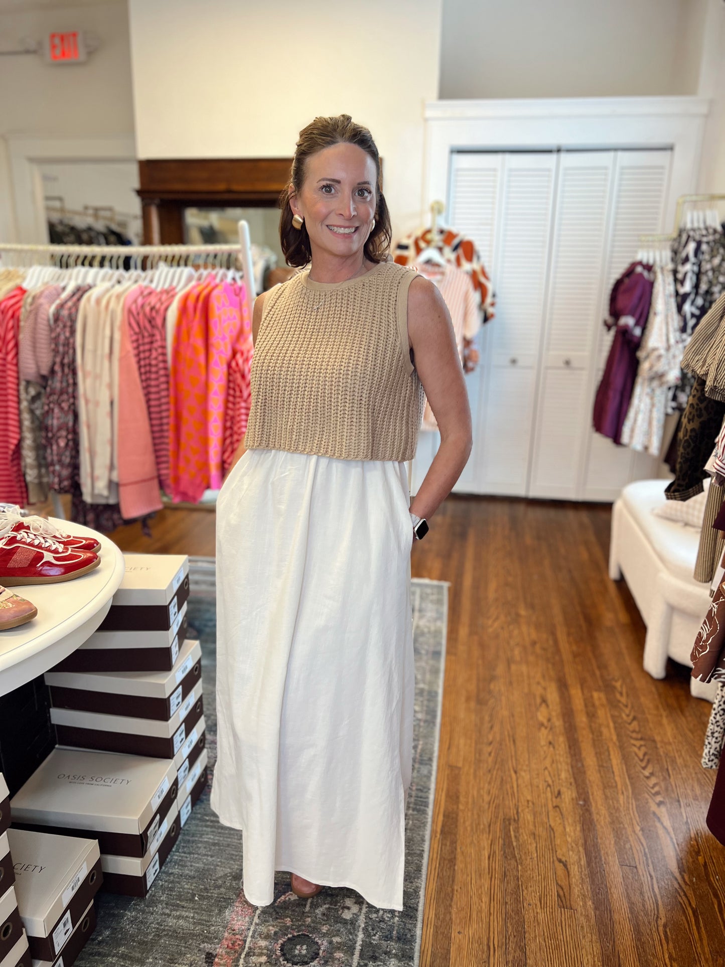 Lila Latte Mixed Media Dress