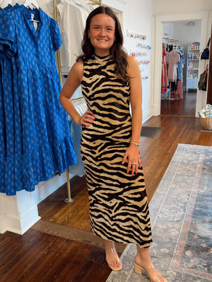 Zebra Sleeveless Maxi Dress