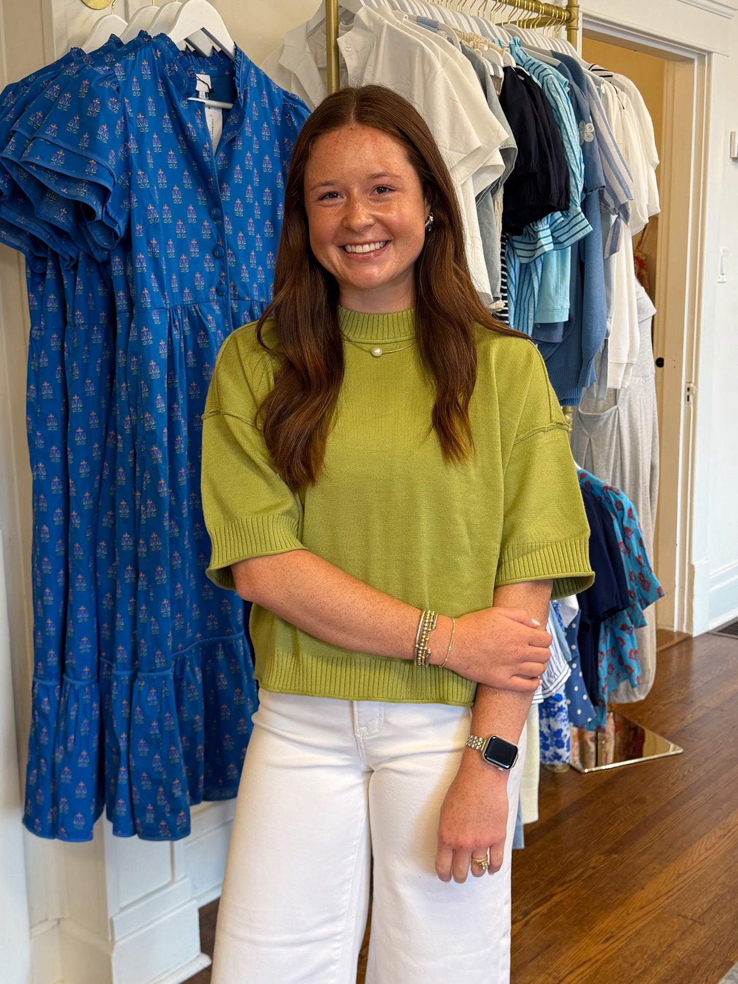 Everyday Short Sleeve Sweater - Green
