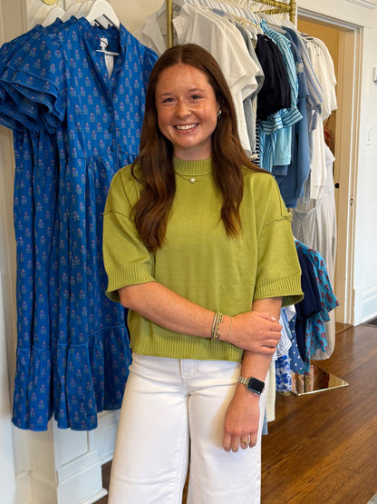 Everyday Short Sleeve Sweater - Green