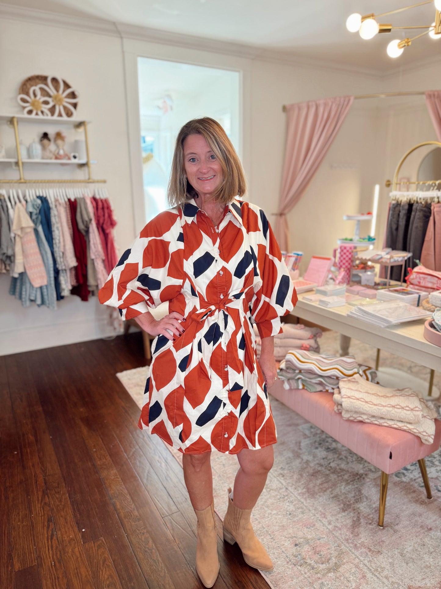 Adeline Navy & Rust Dress