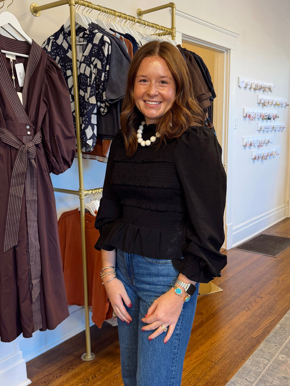 Clancey Black Smocked Top