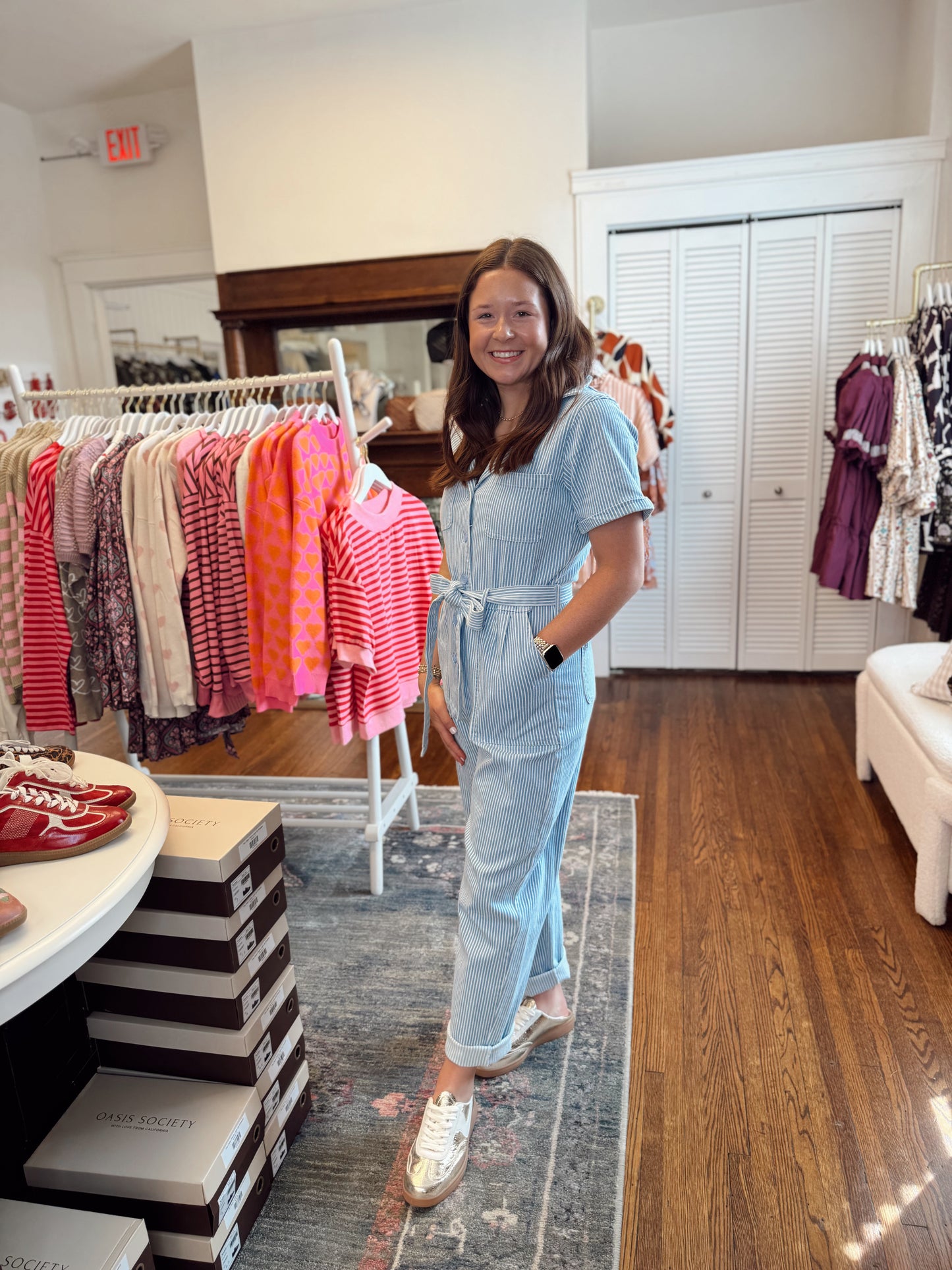 Andrea Stripe Denim Jumpsuit