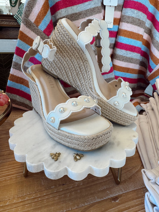 Catalina White Scallop Espadrille