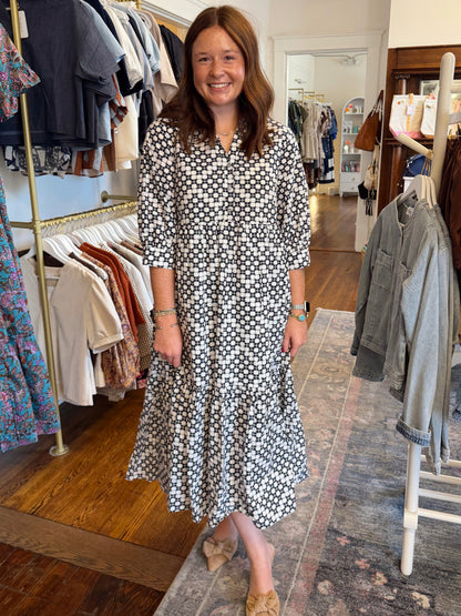 Heidi Geometric Pattern Maxi - Navy