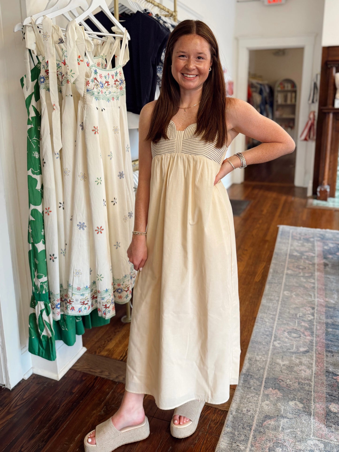 Sandy Stitch Linen Dress