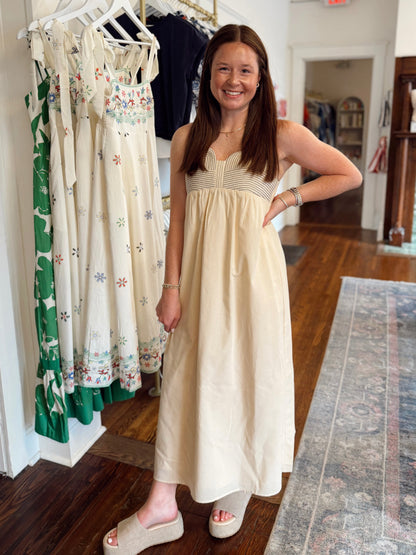 Sandy Stitch Linen Dress