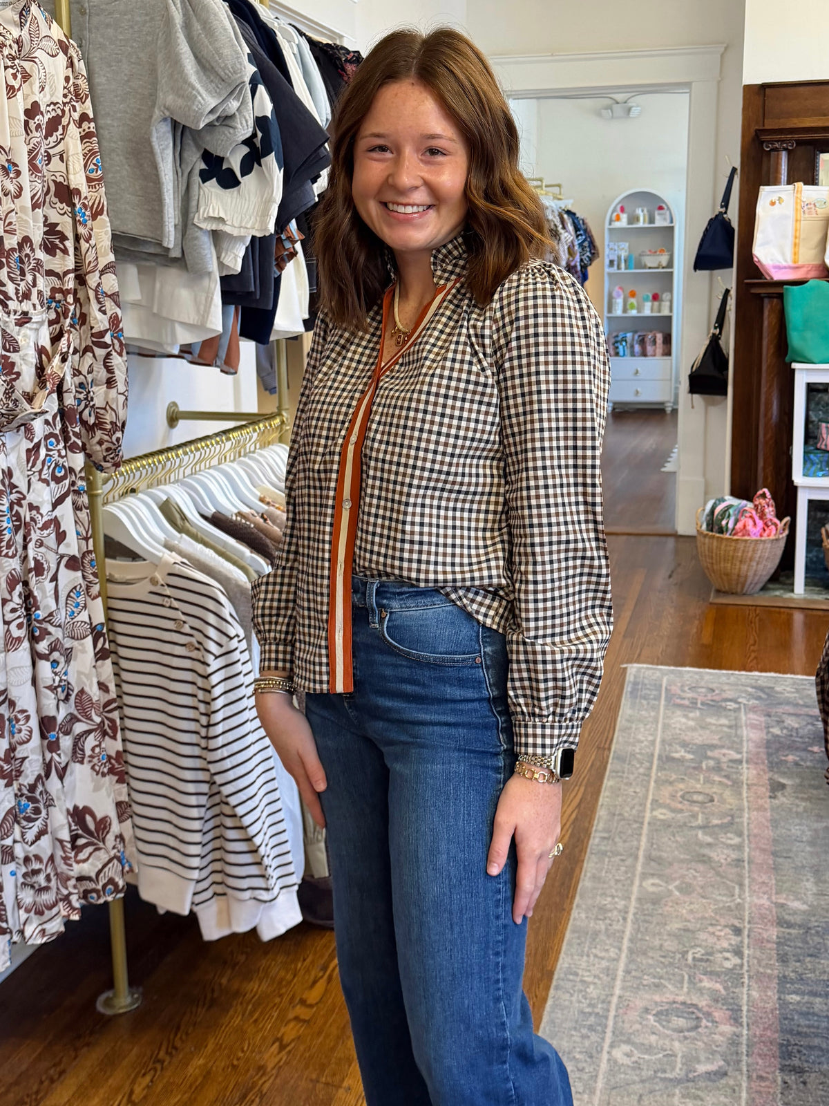 Rebecca Gingham Button Up Top