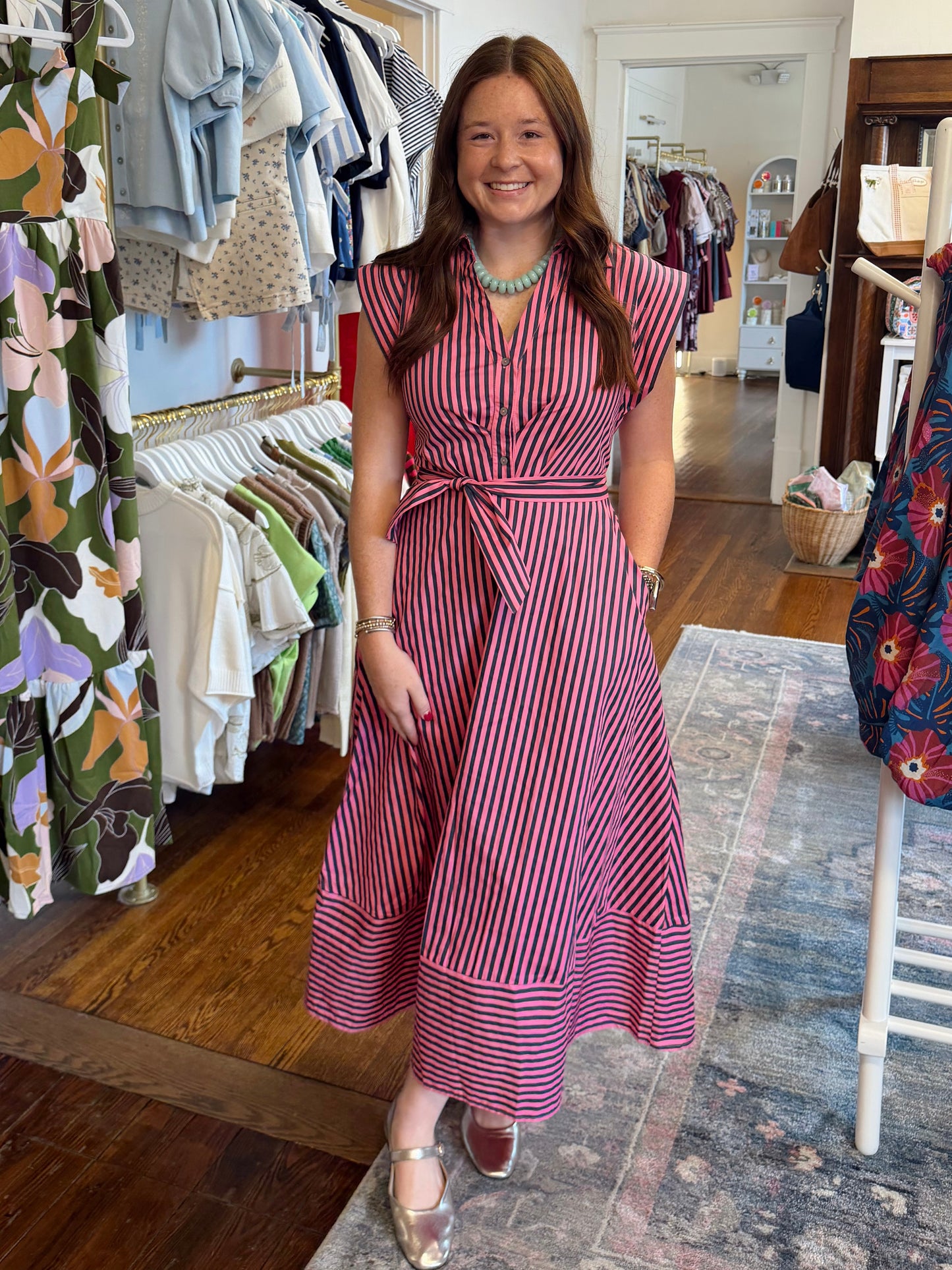 Ashleigh Stripe Maxi Dress - Pink/Navy