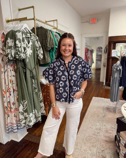 Cady Navy Floral Top