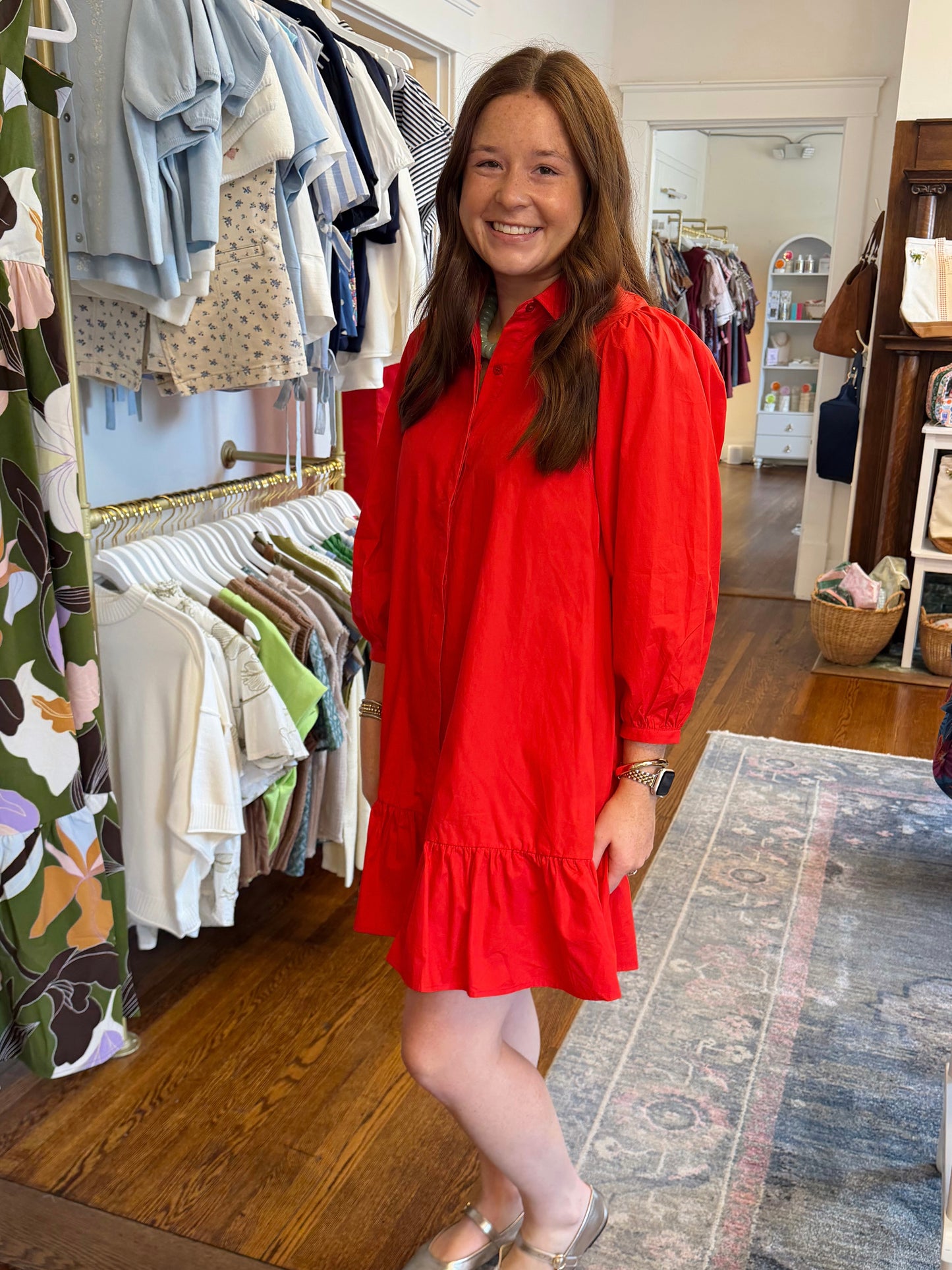 Maude Long Sleeve Button Down Dress