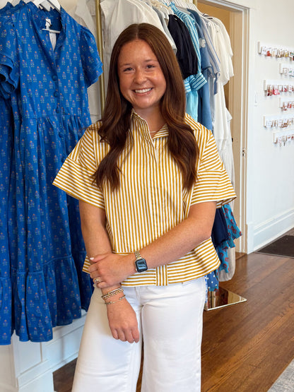 Weslee Short Sleeve Yellow Top