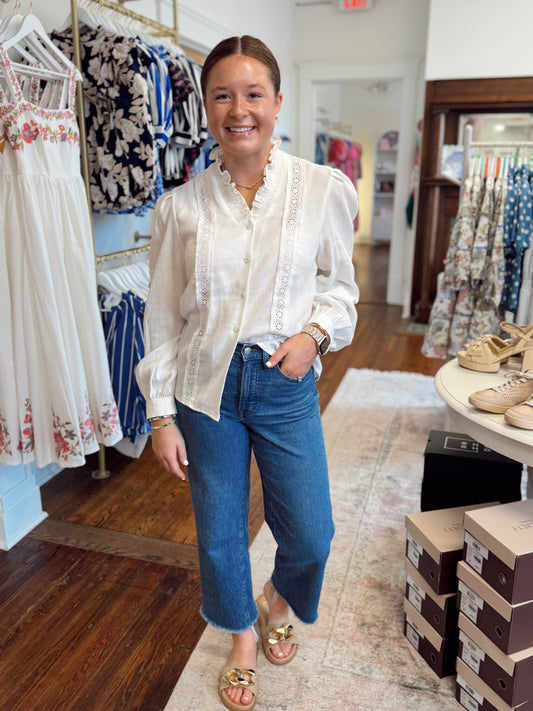 Camden Lace Trim Button Down