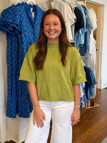 Everyday Short Sleeve Sweater - Green
