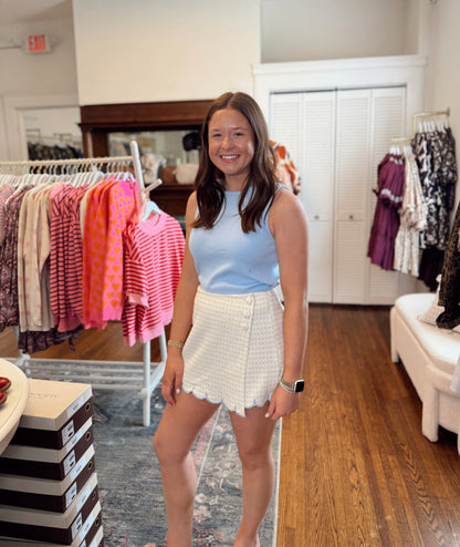 Slate Blue Scallop Skort