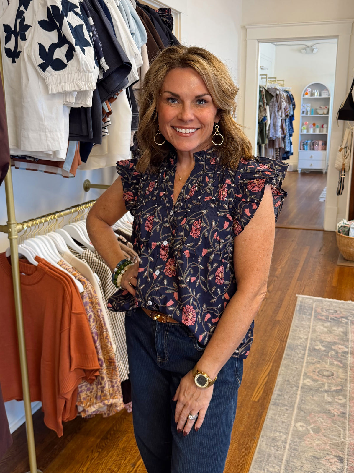 Lucy Floral Flutter Sleeve Top