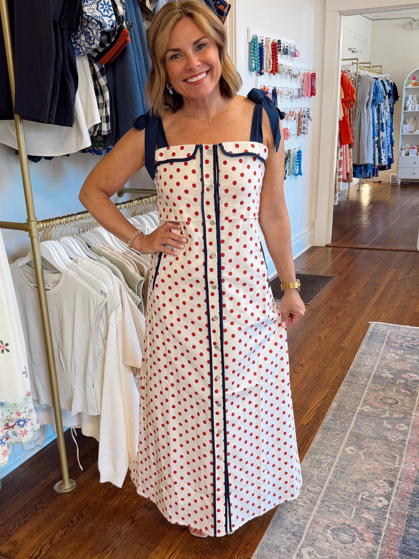 Summer Tie Polka Dot Dress
