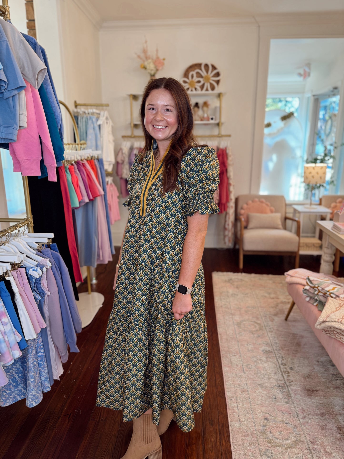 Christa Floral Maxi Dress - Hunter Green