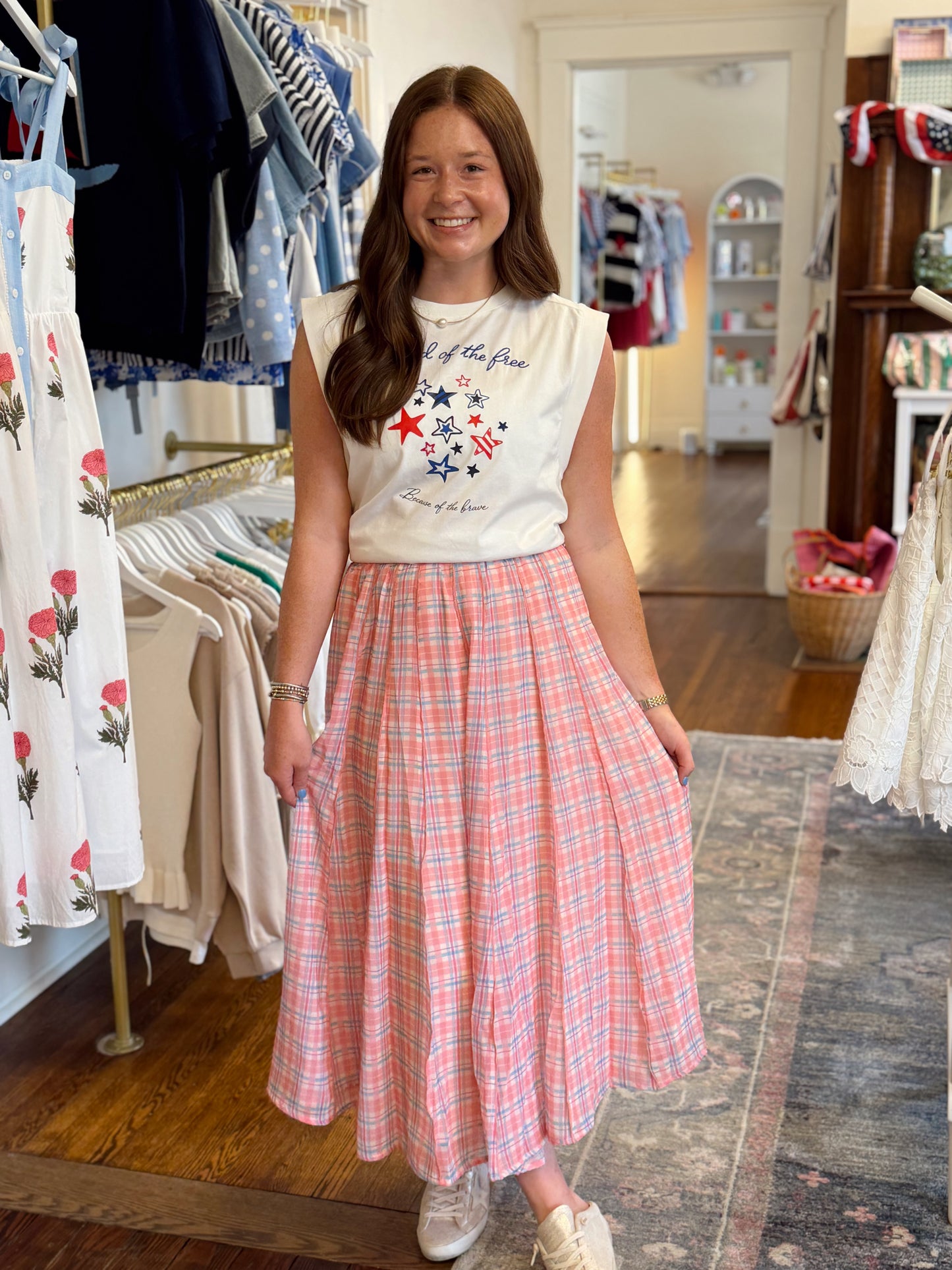 Anna Pink Plaid Skirt