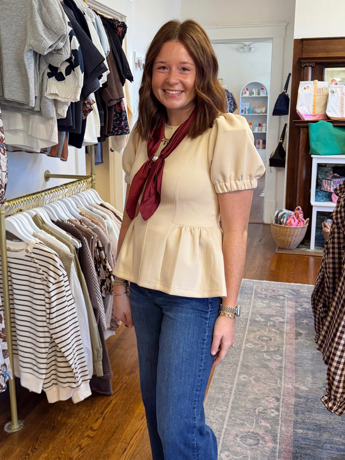 Felicity Peplum Top - Ecru