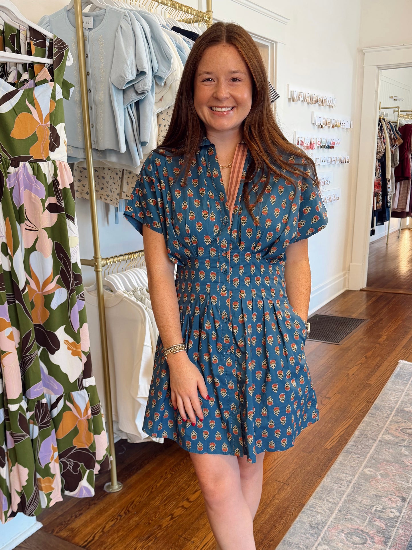 Leighann Pintuck Floral Dress