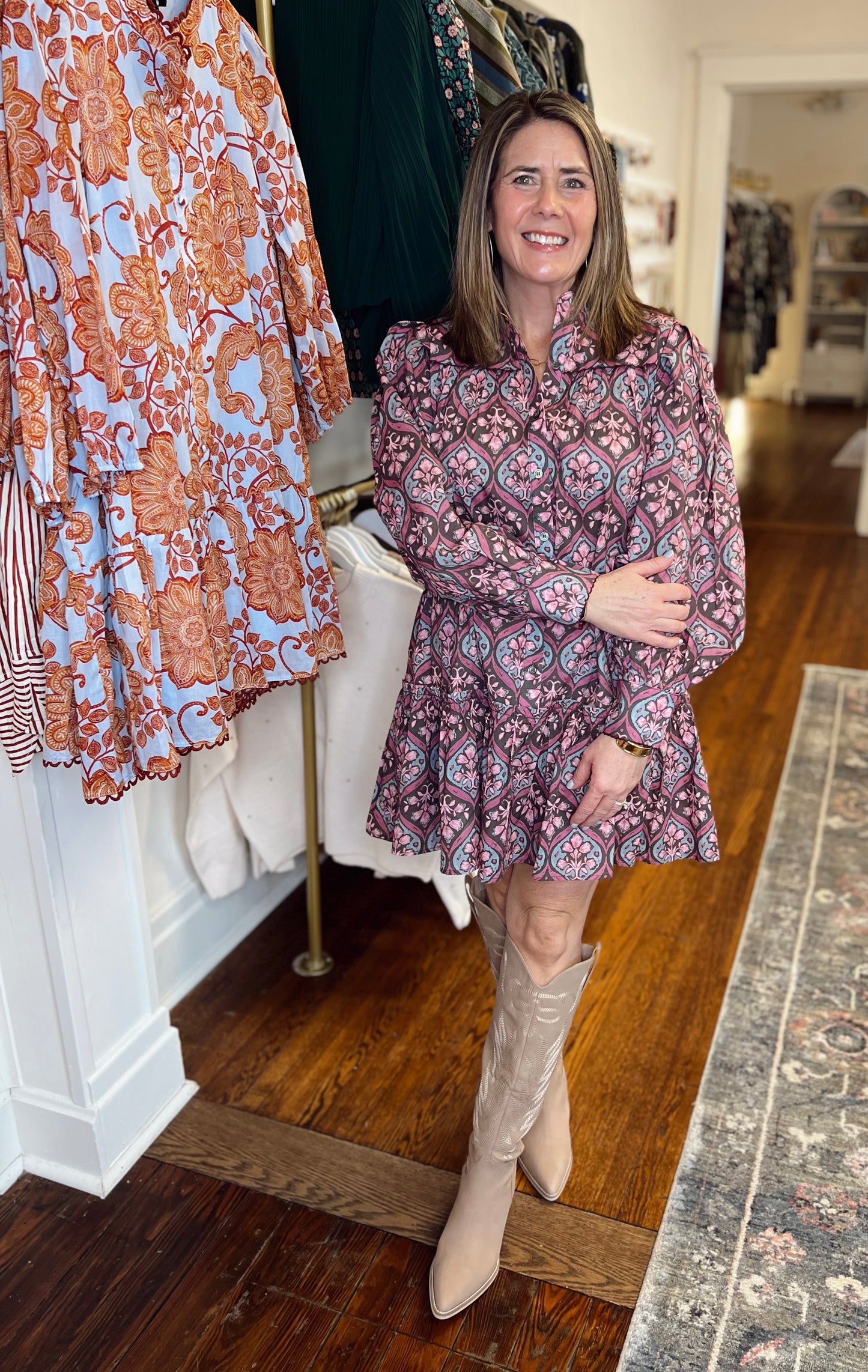 Plum Floral Multicolor Dress