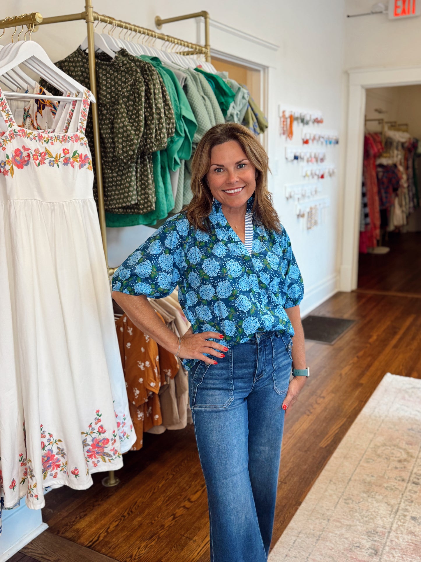 Hydrangea Puff Sleeve Top