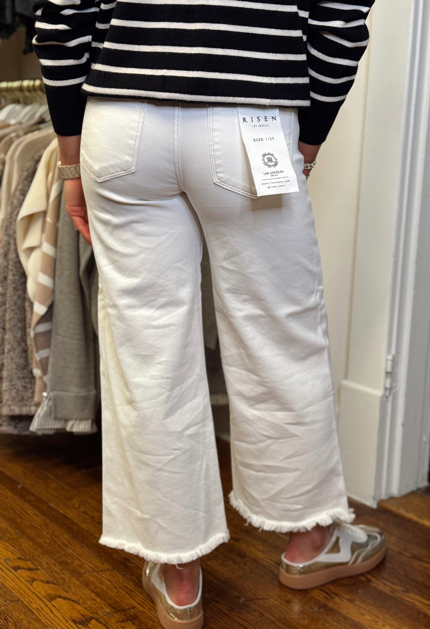Tummy Control Cream High Rise Jeans