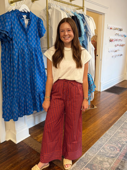 Heidi Stripe Pants - Plum