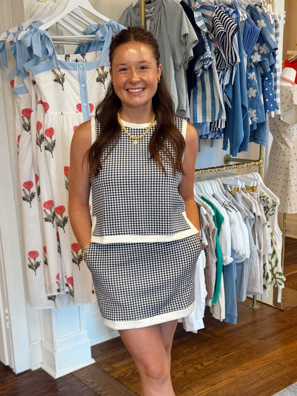 Classic Navy Gingham Sleeveless Top