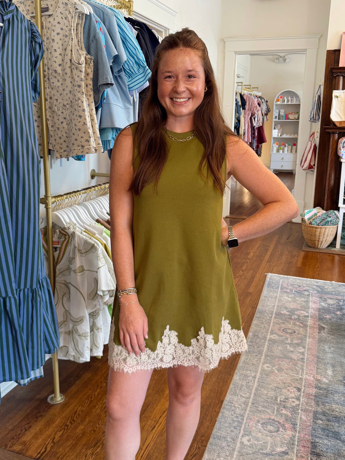 Touch of Lace Olive Dress