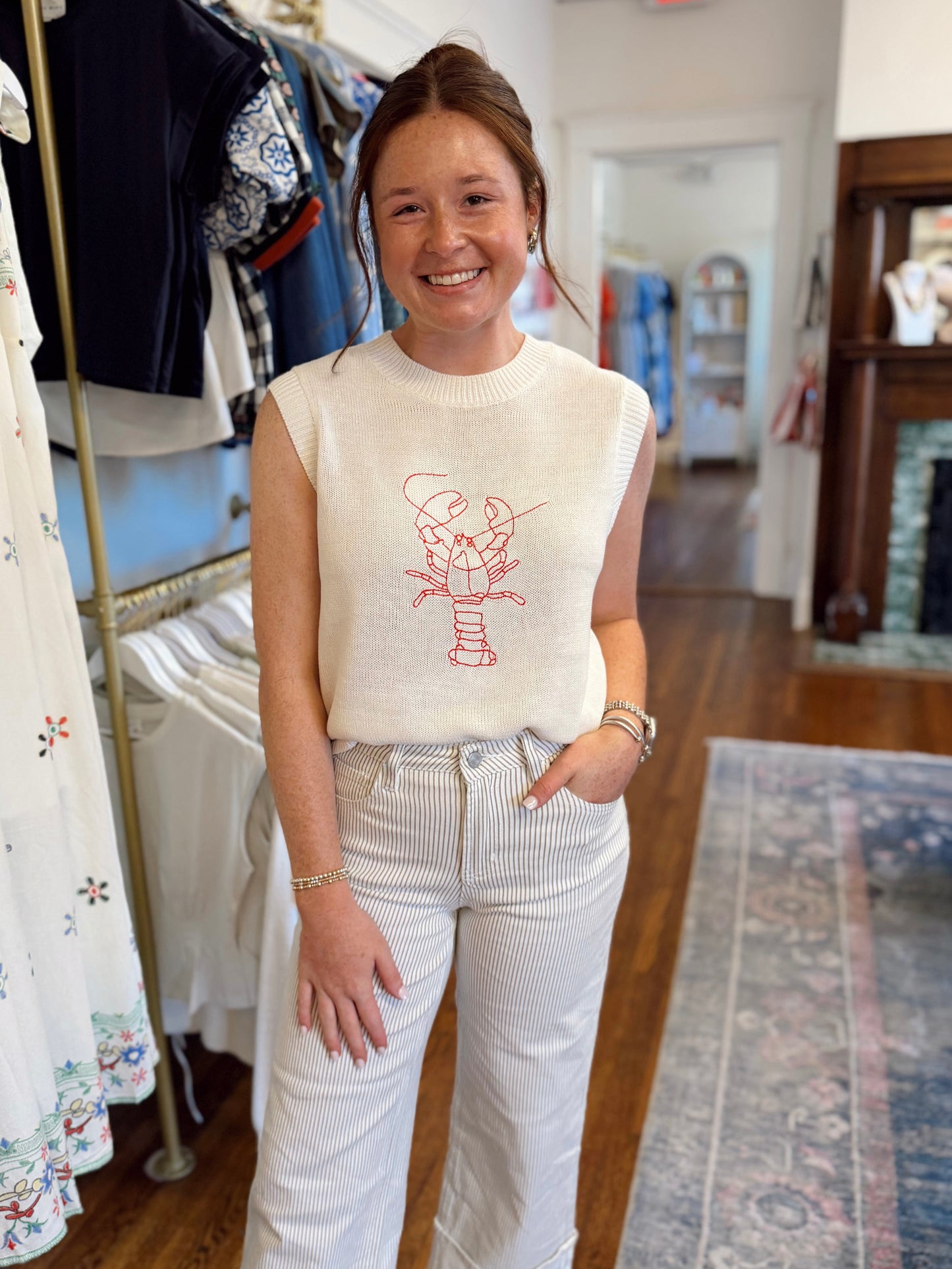 Lobster Embroidered Sleeveless Sweater