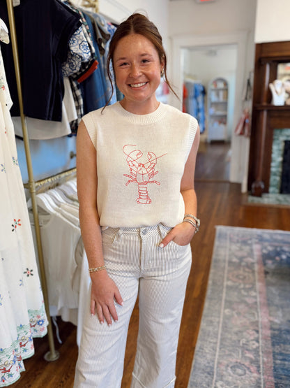 Lobster Embroidered Sleeveless Sweater