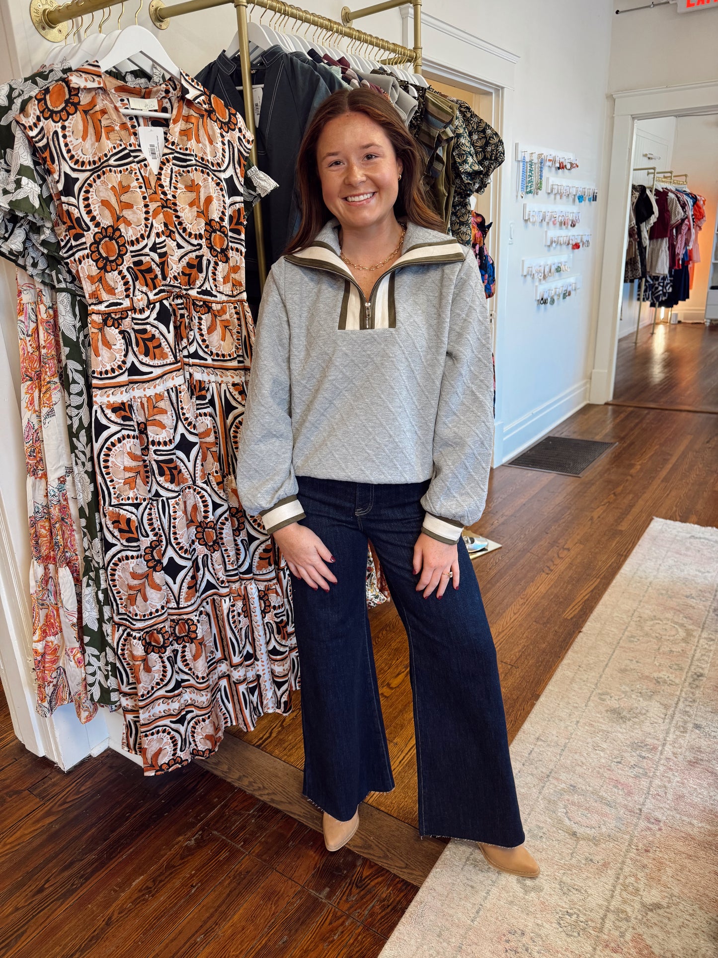 Heather Contrast Trim Sweater