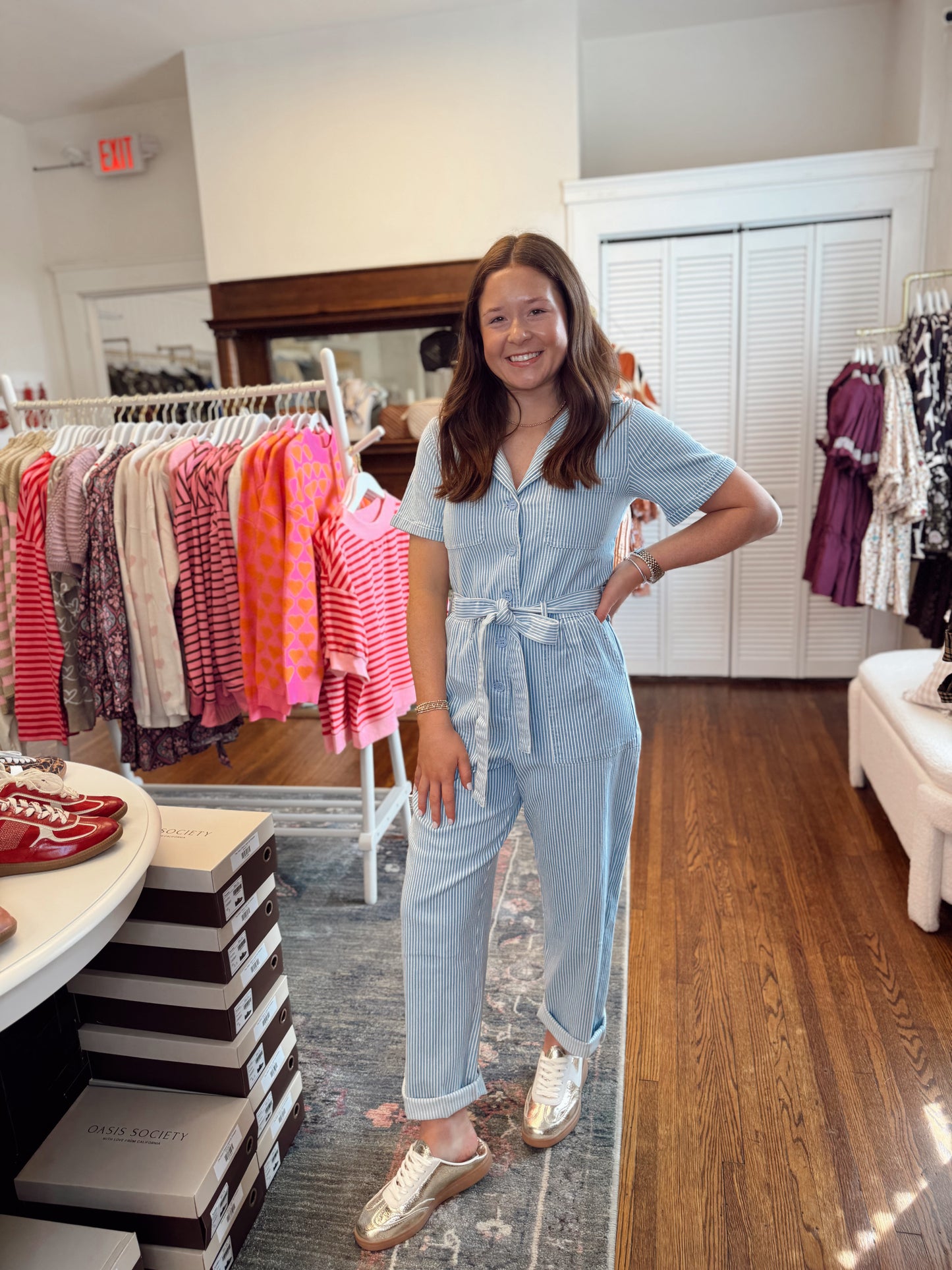 Andrea Stripe Denim Jumpsuit
