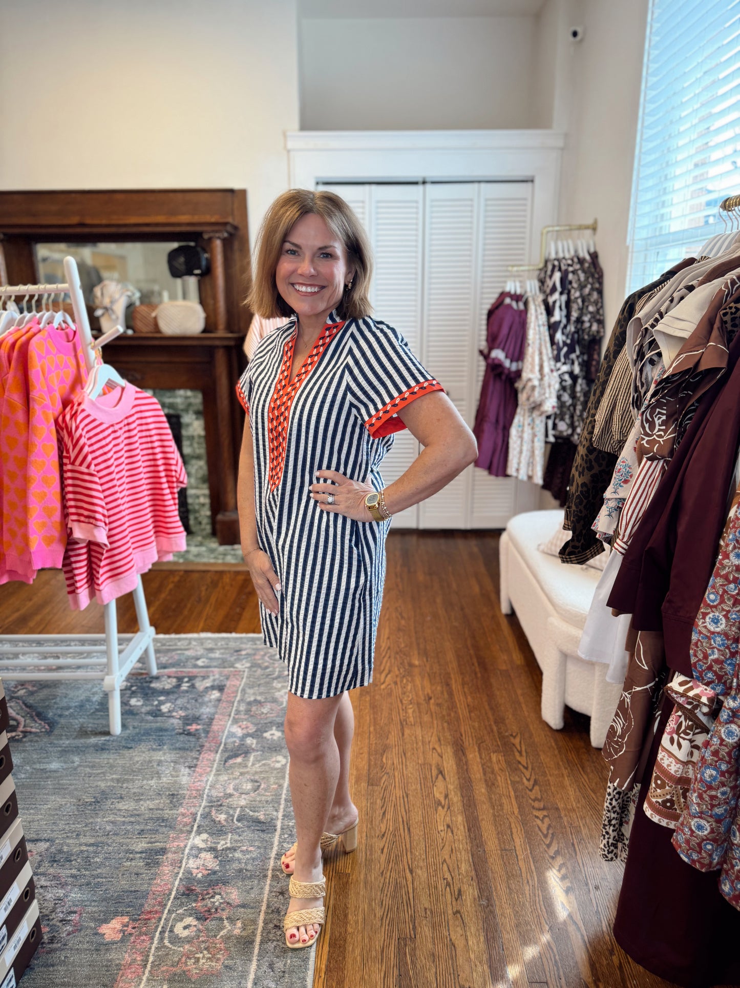 Sandie Stripe Navy Dress