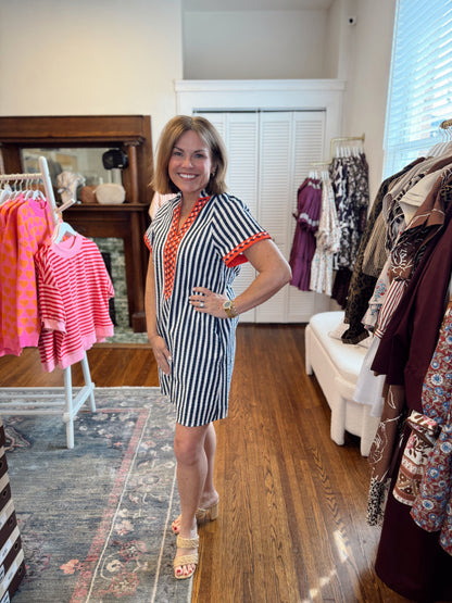 Sandie Stripe Navy Dress