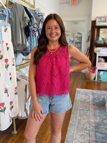Penelope Pink Lace Top