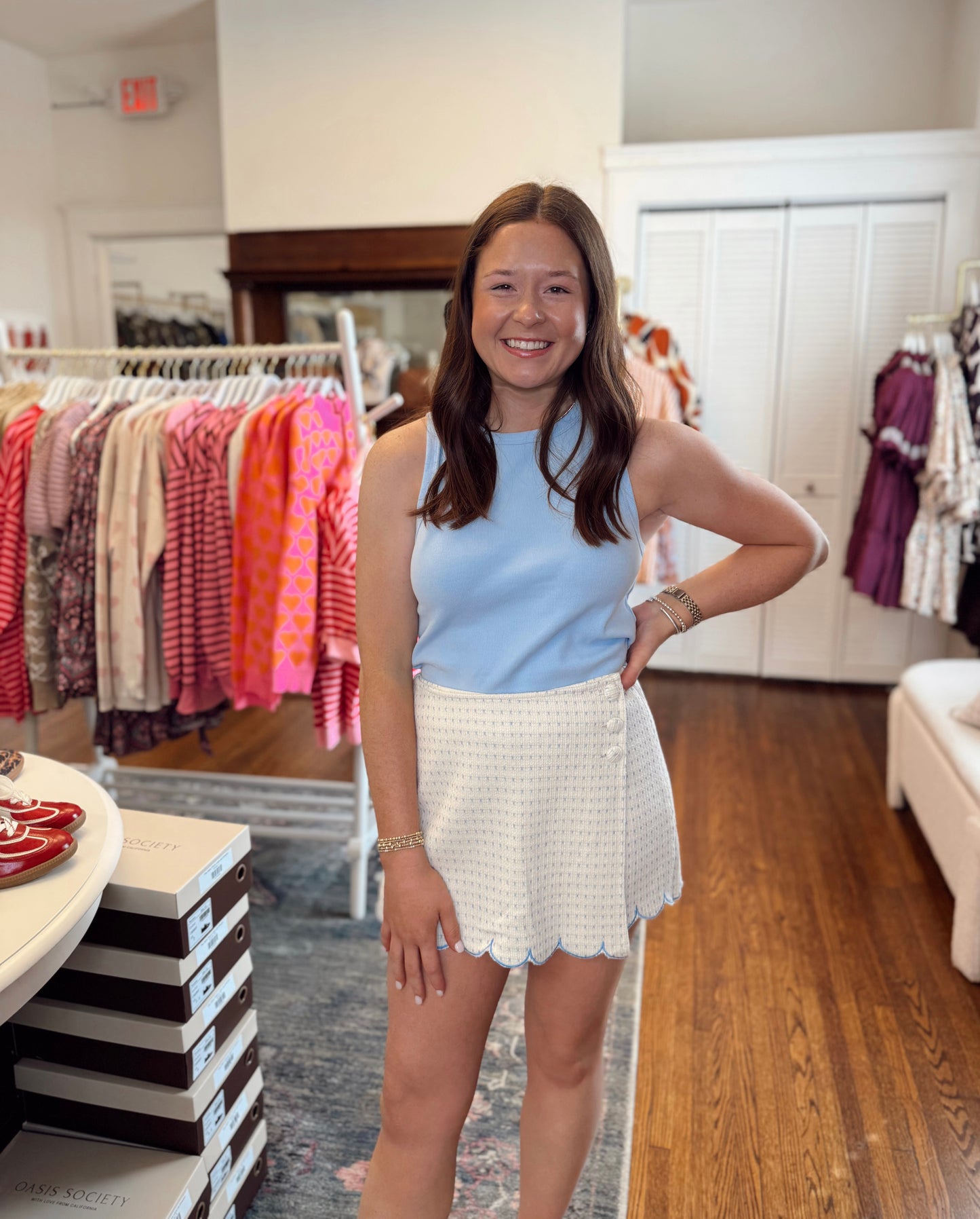 Slate Blue Scallop Skort